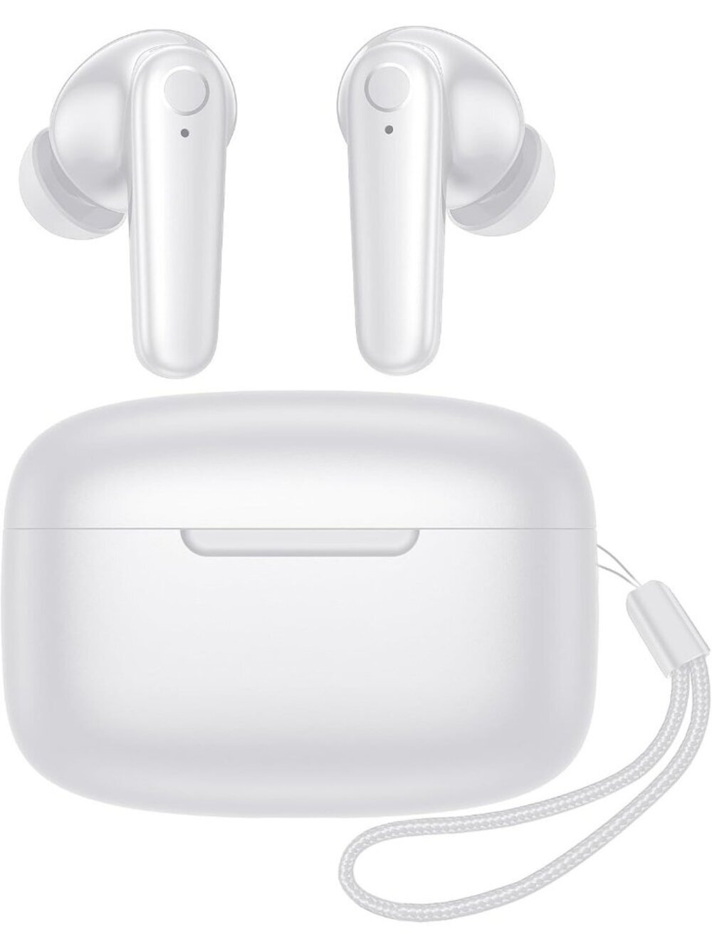 Wireless White 60H Playtime Deep Bass Stereo Workout Ear Bluetooth 5.4 Earbud